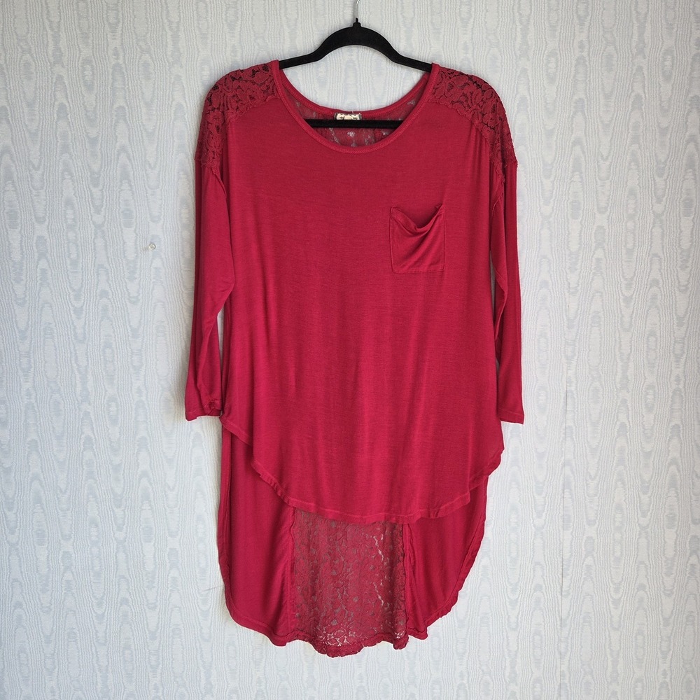 Eyeshadow Womens Large Tunic‎ Lace Back High Low Long Sleeve Boho Grunge Fairy